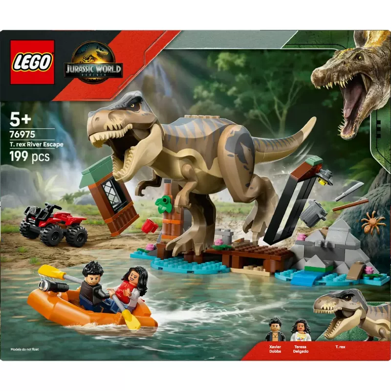 Conjunto de construção LEGO Dinossauros T. rex River Escape 76975 — 199 peças, 2 minifiguras, idade 5+