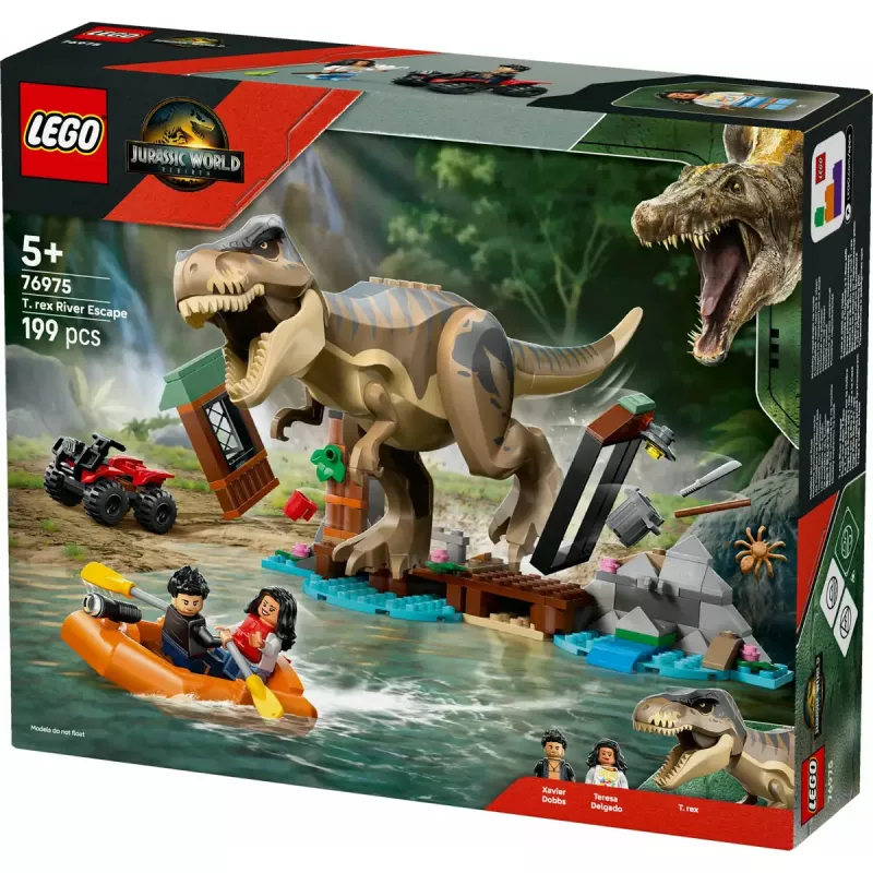 Conjunto de construção LEGO Dinossauros T. rex River Escape 76975 — 199 peças, 2 minifiguras, idade 5+