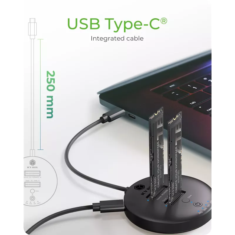 ICY BOX IB-1612MCL-C31 USB 3.2 Gen 2 (3.1 Gen 1) Type-C Preto