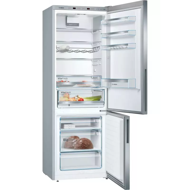 Combinado frigorífico-congelador Bosch Série 6 KGE49AICA, independente, aço inoxidável, 419 l (302 l frigorífico / 117 l congelador), altura A 2010 mm