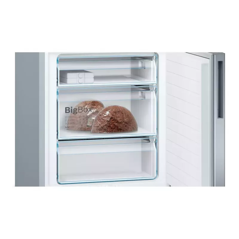 Combinado frigorífico-congelador Bosch Série 6 KGE49AICA, independente, aço inoxidável, 419 l (302 l frigorífico / 117 l congelador), altura A 2010 mm