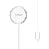 Carregador sem fios de interior para telemóveis SAVIO LA-11, Qi 1.2, 15 W, branco, 55×55×5 mm