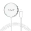 Carregador sem fios de interior para telemóveis SAVIO LA-11, Qi 1.2, 15 W, branco, 55×55×5 mm