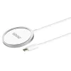 Carregador sem fios de interior para telemóveis SAVIO LA-11, Qi 1.2, 15 W, branco, 55×55×5 mm