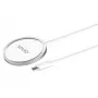 Carregador sem fios de interior para telemóveis SAVIO LA-11, Qi 1.2, 15 W, branco, 55×55×5 mm