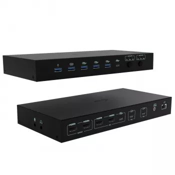 ITEC i-tec USB-C KVM Dock PRO para três hosts, vídeo duplo, 2x Power Delivery (máx. 92W), USB 3.2, 10 Gbit/s, Gigabit-Ethernet