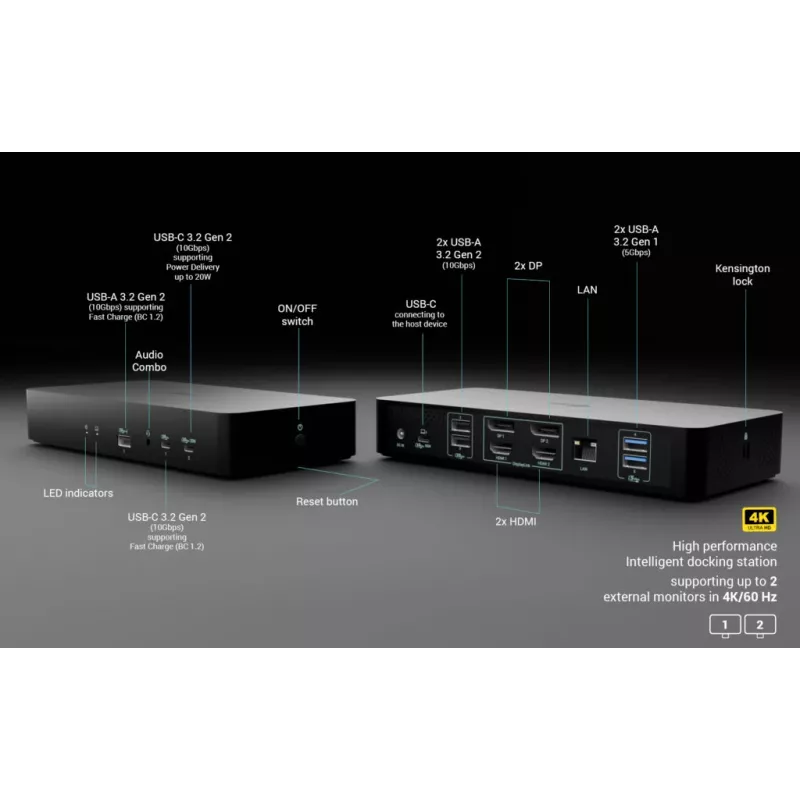 Docking station i-tec CAINTGDUAL4KDOCPD Dual Display Power Delivery 100W
