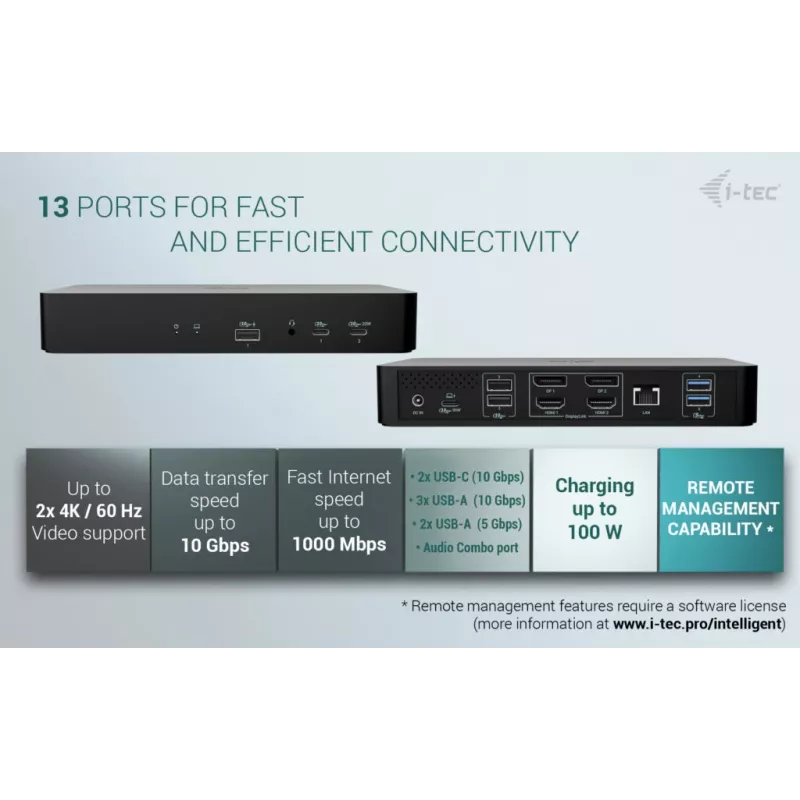 Docking station i-tec CAINTGDUAL4KDOCPD Dual Display Power Delivery 100W