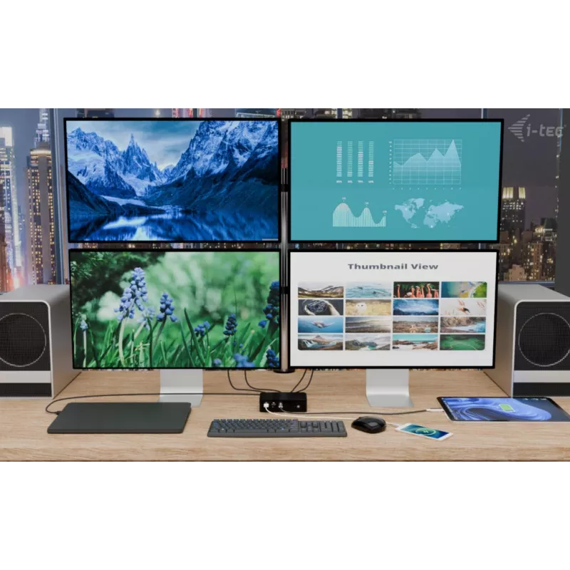 Docking station i-tec Thunderbolt5 Quattro Display, 5x USB, 2,5 GLAN + Power Delivery 140W