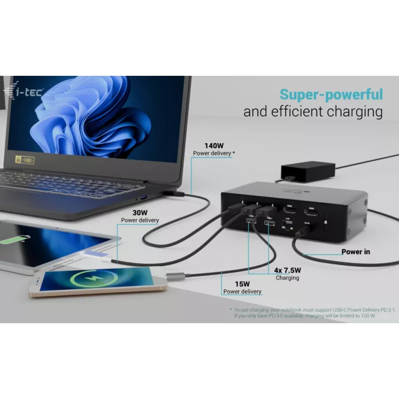 Docking station i-tec Thunderbolt5 Quattro Display, 5x USB, 2,5 GLAN + Power Delivery 140W
