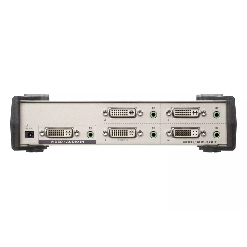 Divisor de áudio/vídeo DVI ATEN 4 portas, DVI, 4x DVI-I, 1920 x 1200 píxeis, preto, prateado, metal, Full HD