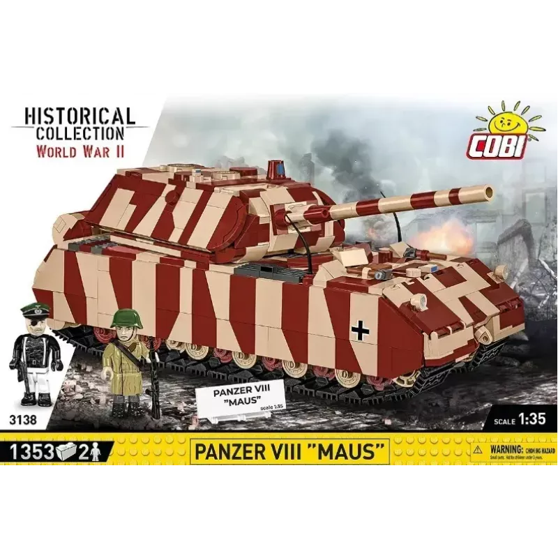 Blocos de construção Cobi Panzer VIII Maus kit de montagem escala 1:35 COBI-3138, réplica detalhada de veículo militar