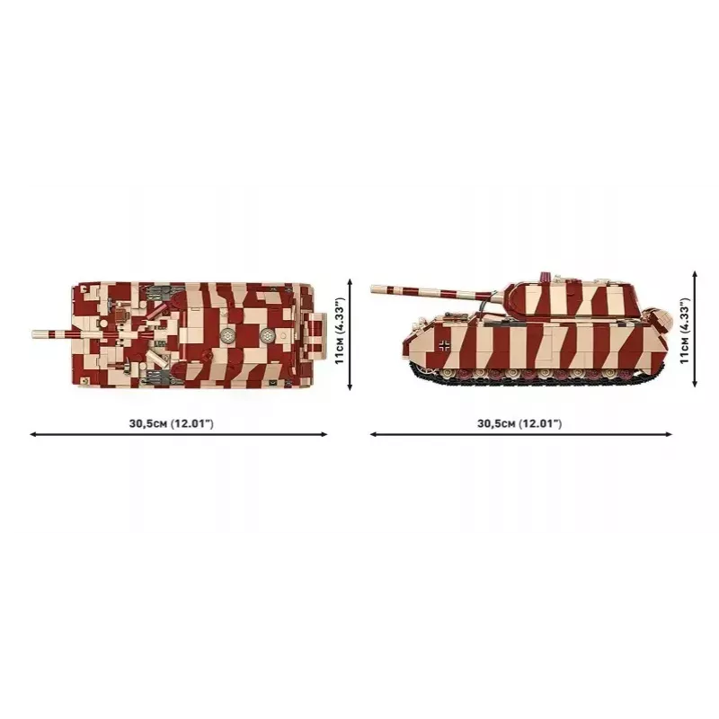 Blocos de construção Cobi Panzer VIII Maus kit de montagem escala 1:35 COBI-3138, réplica detalhada de veículo militar