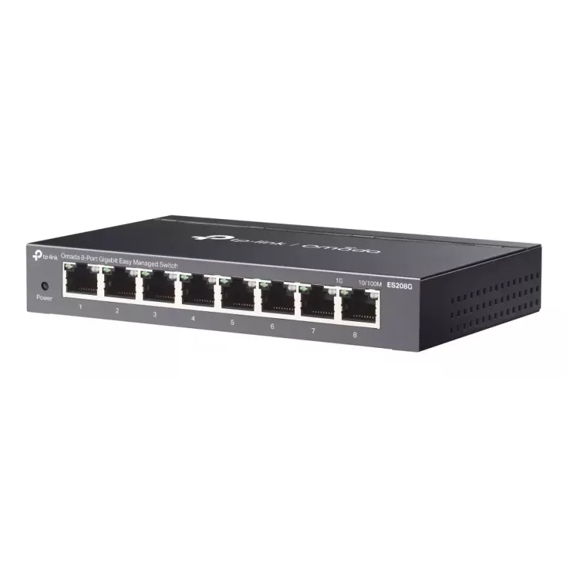 Comutador de rede TP-Link Omada ES208G Managed L2 Gigabit Ethernet (10/100/1000) preto