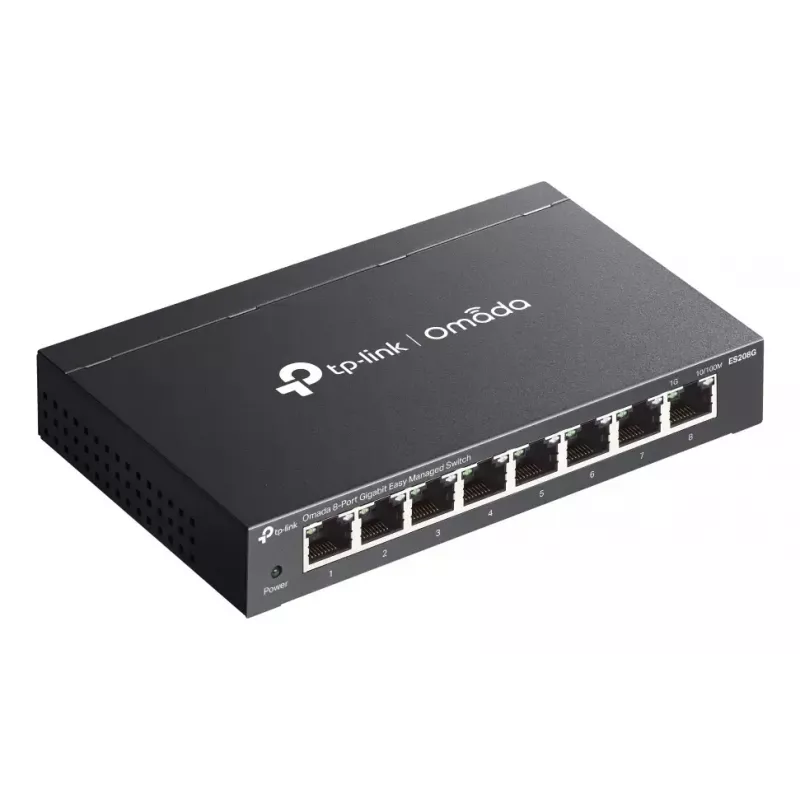 Comutador de rede TP-Link Omada ES208G Managed L2 Gigabit Ethernet (10/100/1000) preto