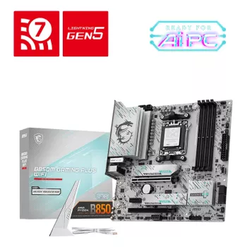 Placa-mãe MSI B850M GAMING PLUS WIFI — AMD B850, socket AM5, micro ATX, DDR5, 4x DIMM, 3x M.2, Wi‑Fi 7, 5 Gb LAN