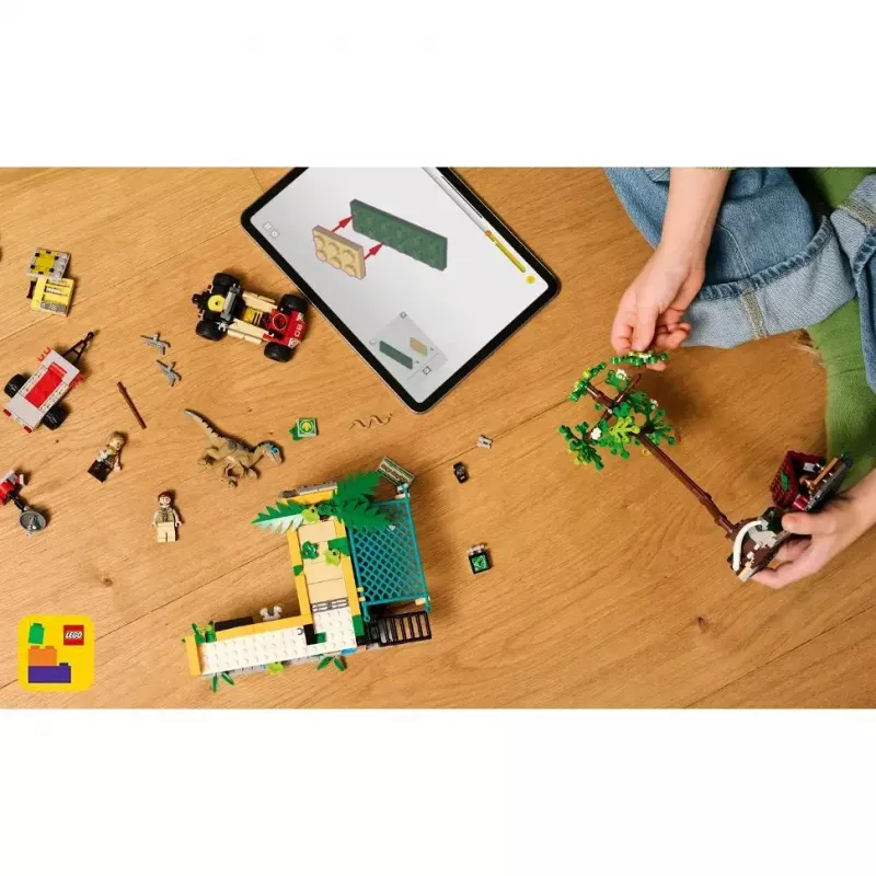 Conjunto LEGO Jurassic World 76973 — Raptor & Titanosaurus com 3 figuras, 582 peças, a partir dos 7 anos