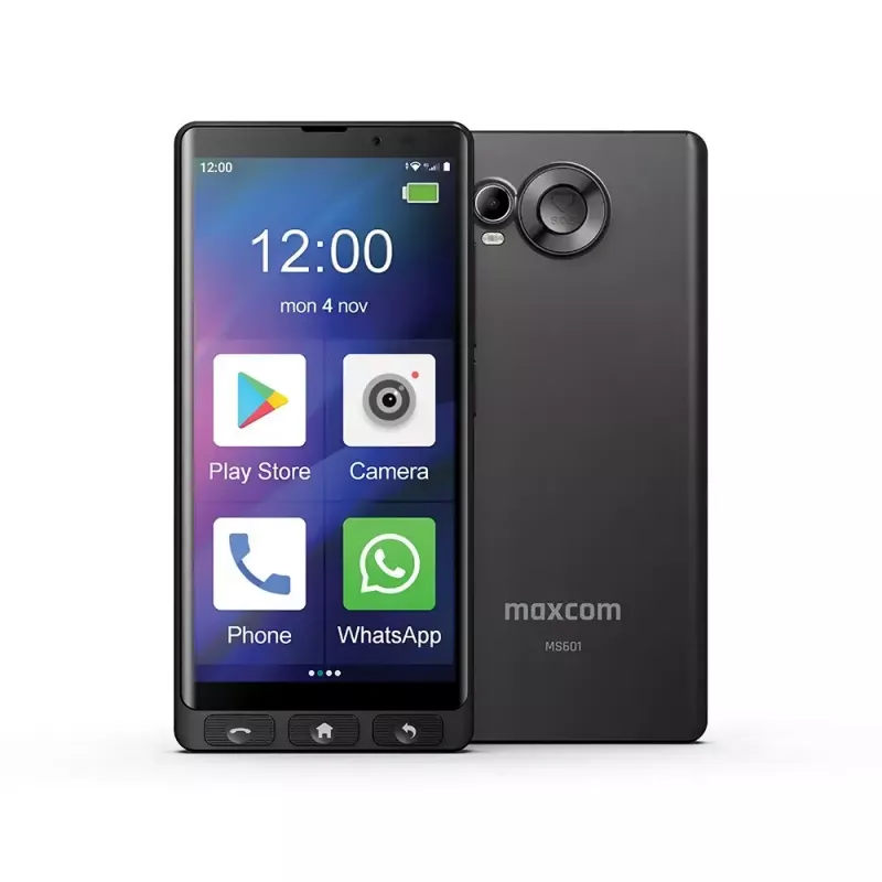 MAXCOM MS601 4G smartphone para seniores, 6 polegadas, 4GB/64GB, Android 14, preto