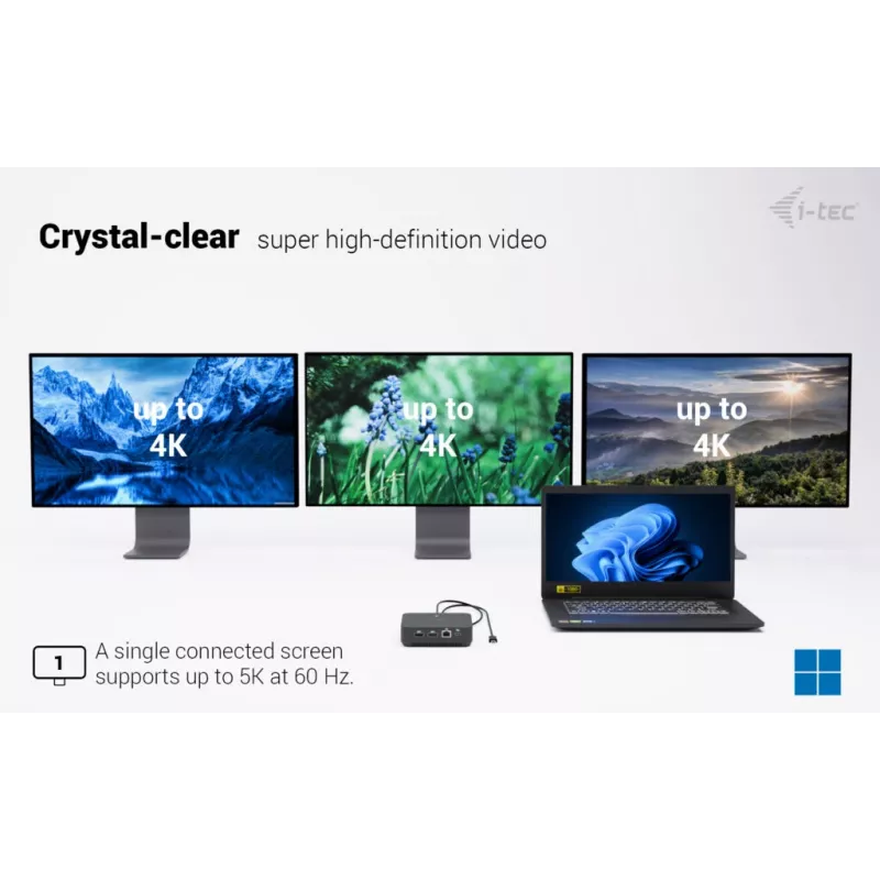 Docking station i-tec USB-C DP Dual HDMI com Power Delivery 100 W + carregador universal 100 W