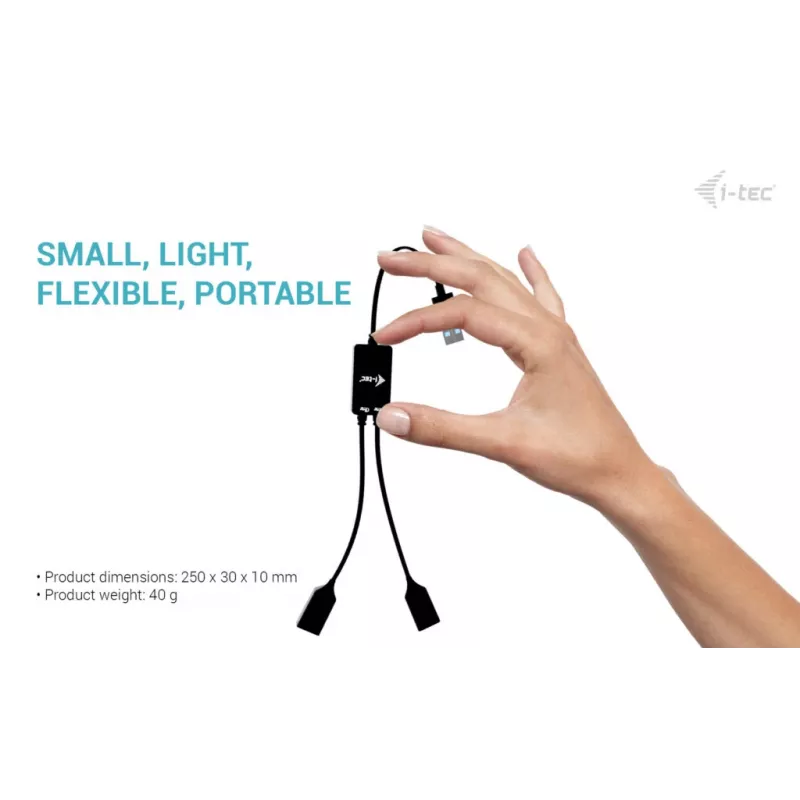 Hub USB-A ITEC U3CBLHUB2A — 2 portas, USB 3.0 até 5 Gbit/s
