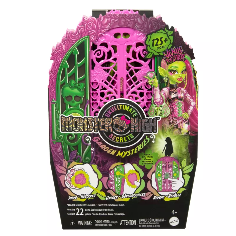 Conjunto de brincar Monster High Skulltimate Secrets Garden Mysteries, boneca Venus McFlytrap com mais de 19 surpresas