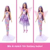 Conjunto de moda de fantasia para boneca Barbie com acessórios, incluindo cauda de sereia, asas de fada e colares