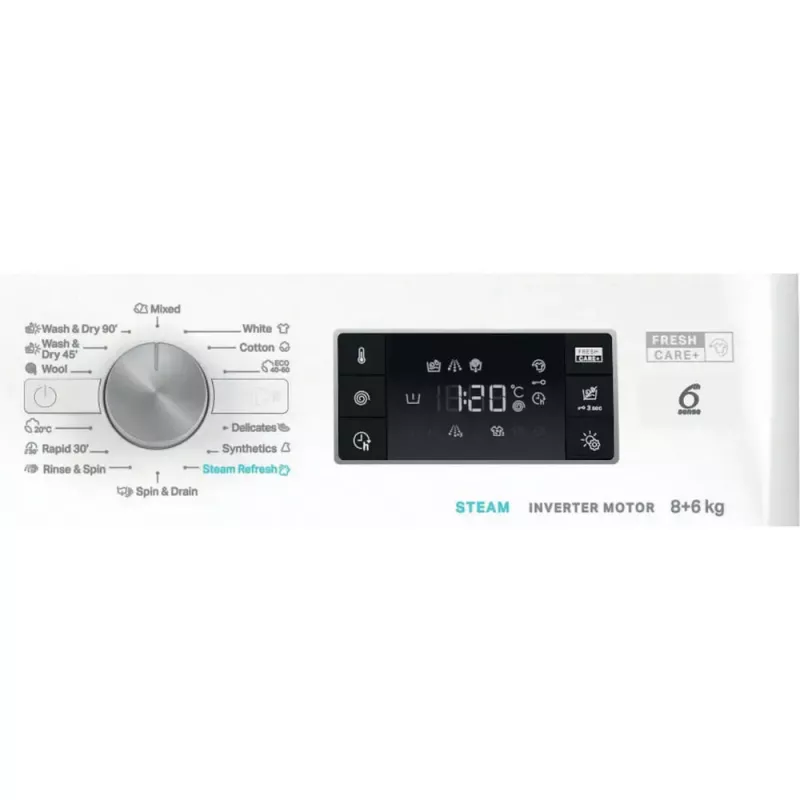 Máquina de lavar e secar WHIRLPOOL FFWDB 864489 SV EE de carregamento frontal 6 kg 1400 rpm branca