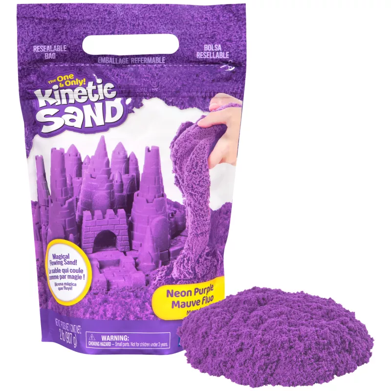 Kinetic Sand, 2 libras de areia de brincar roxa, brinquedos sensoriais moldáveis para crianças, saco reutilizável (a embalagem pode variar), a partir dos 3 anos