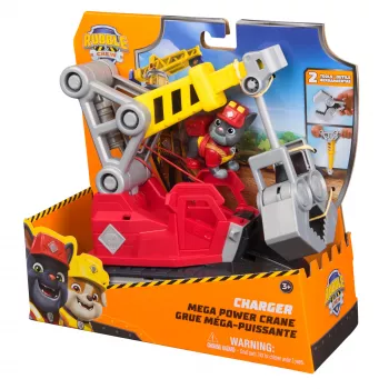 Camião grua Spin Master Rubble & Crew Chargers Mega Power com figura Charger, 2 ferramentas removíveis, plástico, para crianças a partir dos 3 anos