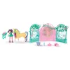 Unicorn Academy, boneca Ava & conjunto de brincar estábulo de folhas com mudança de cor, ideia de presente de Páscoa, 15 acessórios, bonecas & brinquedo de unicórnio para raparigas a partir dos 4 anos