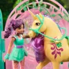 Unicorn Academy, boneca Ava & conjunto de brincar estábulo de folhas com mudança de cor, ideia de presente de Páscoa, 15 acessórios, bonecas & brinquedo de unicórnio para raparigas a partir dos 4 anos