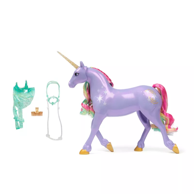 Spin Master Unicorn Academy figura de unicórnio Wildstar 11 polegadas com sela e arreios translúcidos, multicolor, plástico, para crianças a partir dos 4 anos