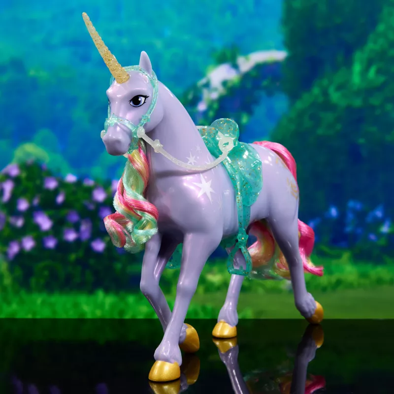 Spin Master Unicorn Academy figura de unicórnio Wildstar 11 polegadas com sela e arreios translúcidos, multicolor, plástico, para crianças a partir dos 4 anos
