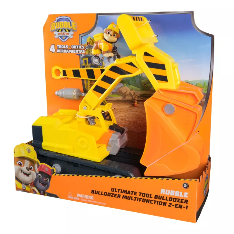 Rubble & Crew Buldózer de ferramentas definitivo do Rubble, camião de brincar com figura de ação, brinquedo infantil PAW Patrol para rapazes e raparigas a partir dos 3 anos