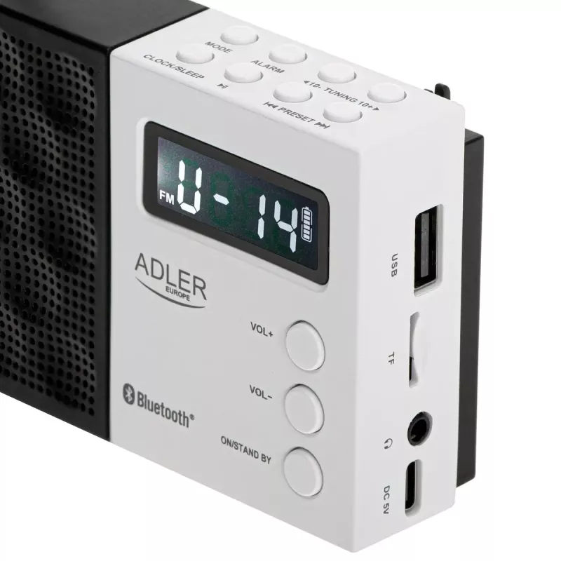 Rádio digital Adler AD 1908 PLL AM/FM com função de alarme