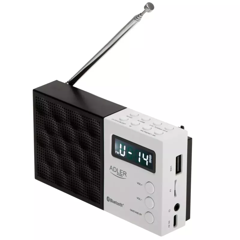 Rádio digital Adler AD 1908 PLL AM/FM com função de alarme