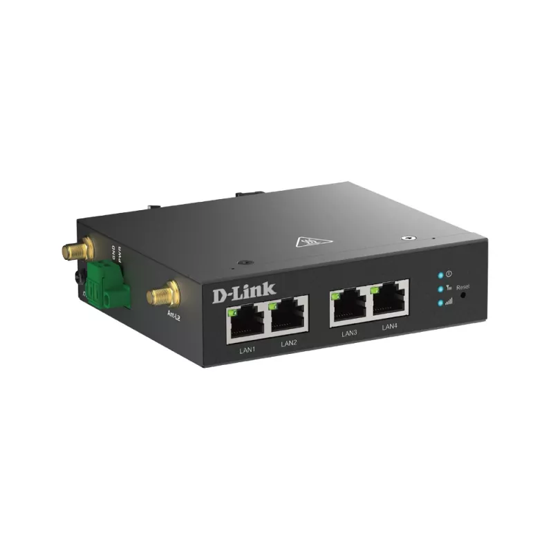 Router móvel D-Link DWM-314-T 4G LTE VPN preto montagem em calha DIN