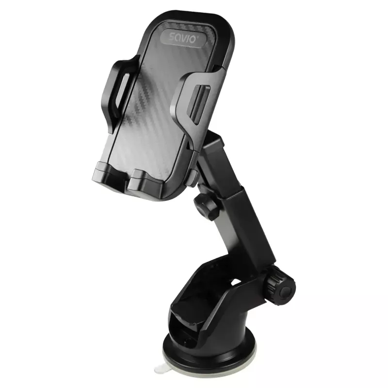 Savio CH-04 suporte de telemóvel para automóvel, fixação no para-brisas/tablier, preto