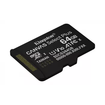 Kingston Technology 64GB micSDXC Canvas Select Plus Gen3 100R A1 embalagem individual sem ADP