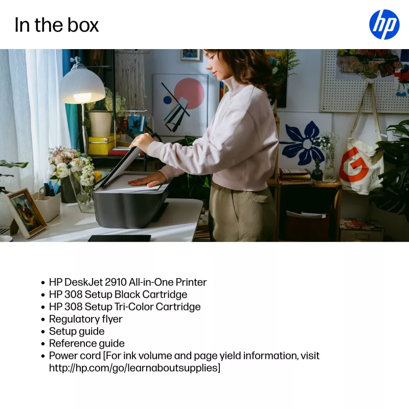HP DeskJet 2910 Impressora sem fios 3-em-1 a cores Jato de tinta térmico 4800x1200 DPI