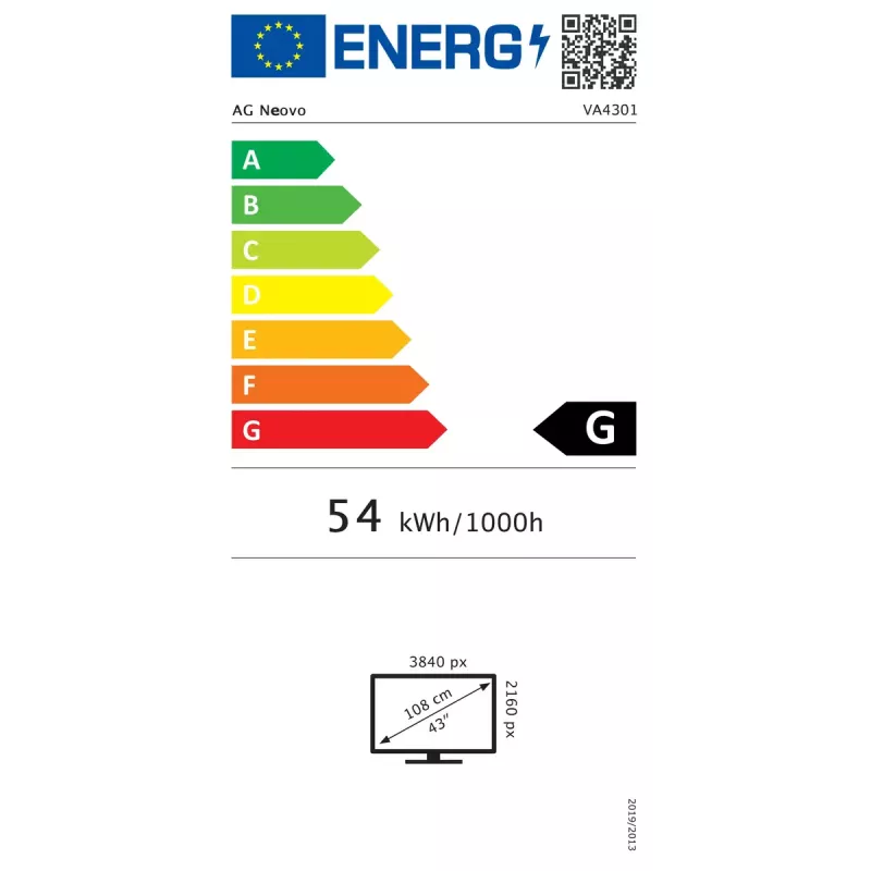AG Neovo VA-4301 ecrã de sinalização digital de 42,5 polegadas (108 cm) 4K UHD 3840×2160, LED, 350 cd/m², 1200:1, 24/7, 3x HDMI, preto