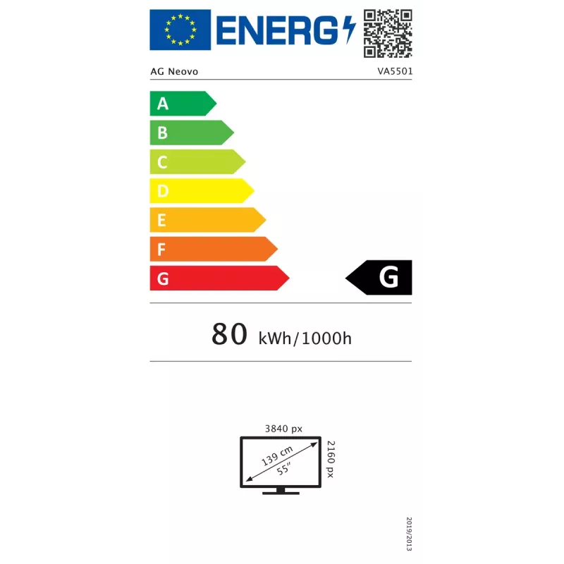AG Neovo VA-5501 ecrã de sinalização digital de 54,6 polegadas (138,7 cm) 4K UHD 3840×2160, LED, 350 cd/m², 1200:1, 24/7, 3x HDMI, preto
