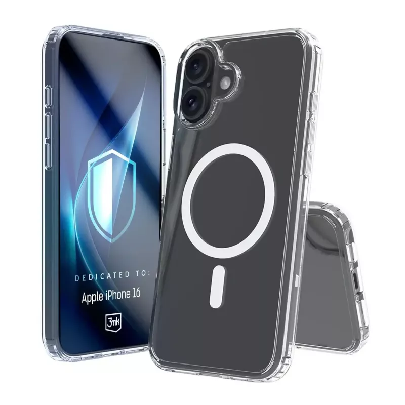 Capa para telemóvel 3MK Armor MagCase para iPhone 16, 6,1 polegadas (15,5 cm), transparente, PC+TPU