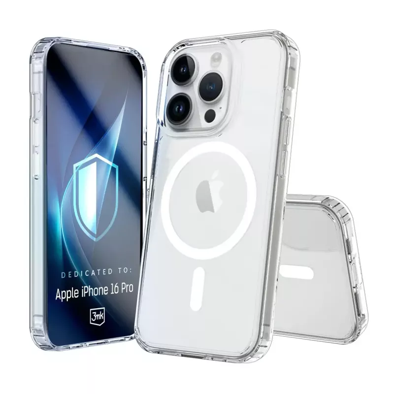 3MK Armor MagCase capa para iPhone 16 Pro, MagSafe, transparente, TPU