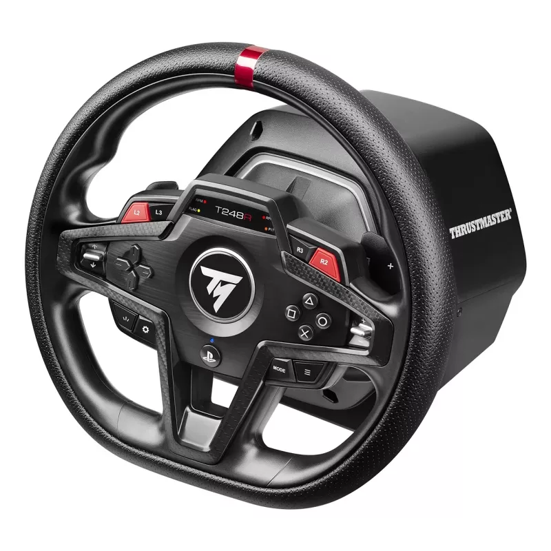 Volante e pedais Thrustmaster T248R preto — USB, acionamento híbrido, force feedback, ecrã LCD, volante em pele