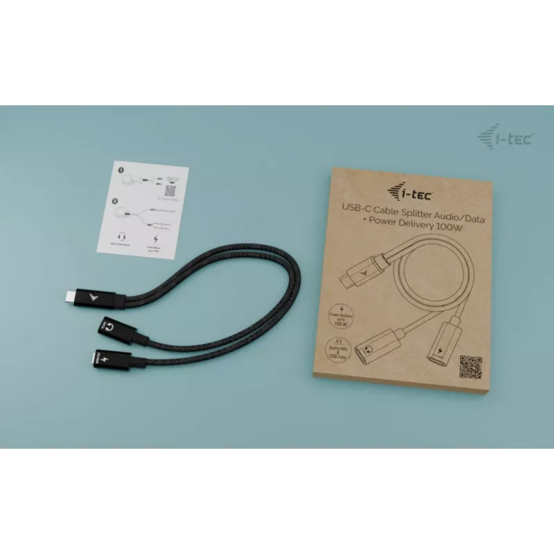 Divisor de cabo USB-C i-tec áudio/dados + Power Delivery 100 W