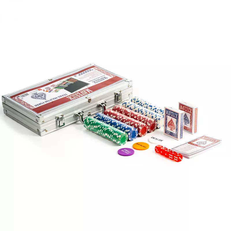 Conjunto de póquer Cartamundi Maverick — fichas de plástico 11,5 g, mala 385×240×65 mm