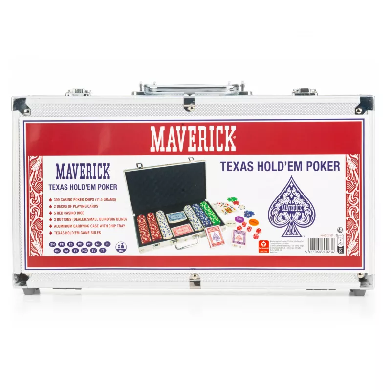Conjunto de póquer Cartamundi Maverick — fichas de plástico 11,5 g, mala 385×240×65 mm