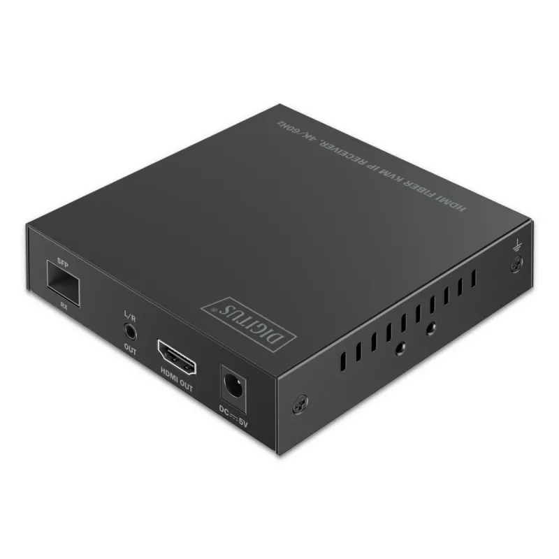 DIGITUS DS-55348 Kit extensor KVM IP HDMI por fibra, 4K/60 Hz, 40 km/300 m, IP 1G, preto