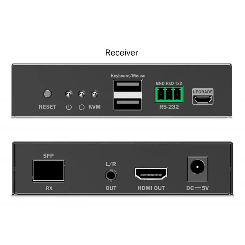 DIGITUS DS-55348 Kit extensor KVM IP HDMI por fibra, 4K/60 Hz, 40 km/300 m, IP 1G, preto